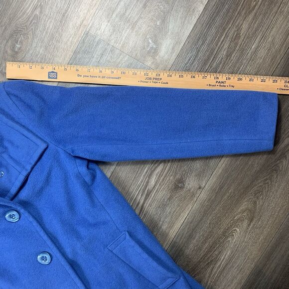 Pendleton Coat Womens 6 Petite Blue Wool Blend Lined Longline Button Up - Picture 7 of 9